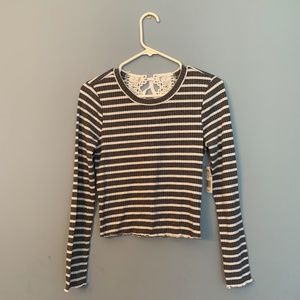 XS Girls’ Grey & White Striped Shirt